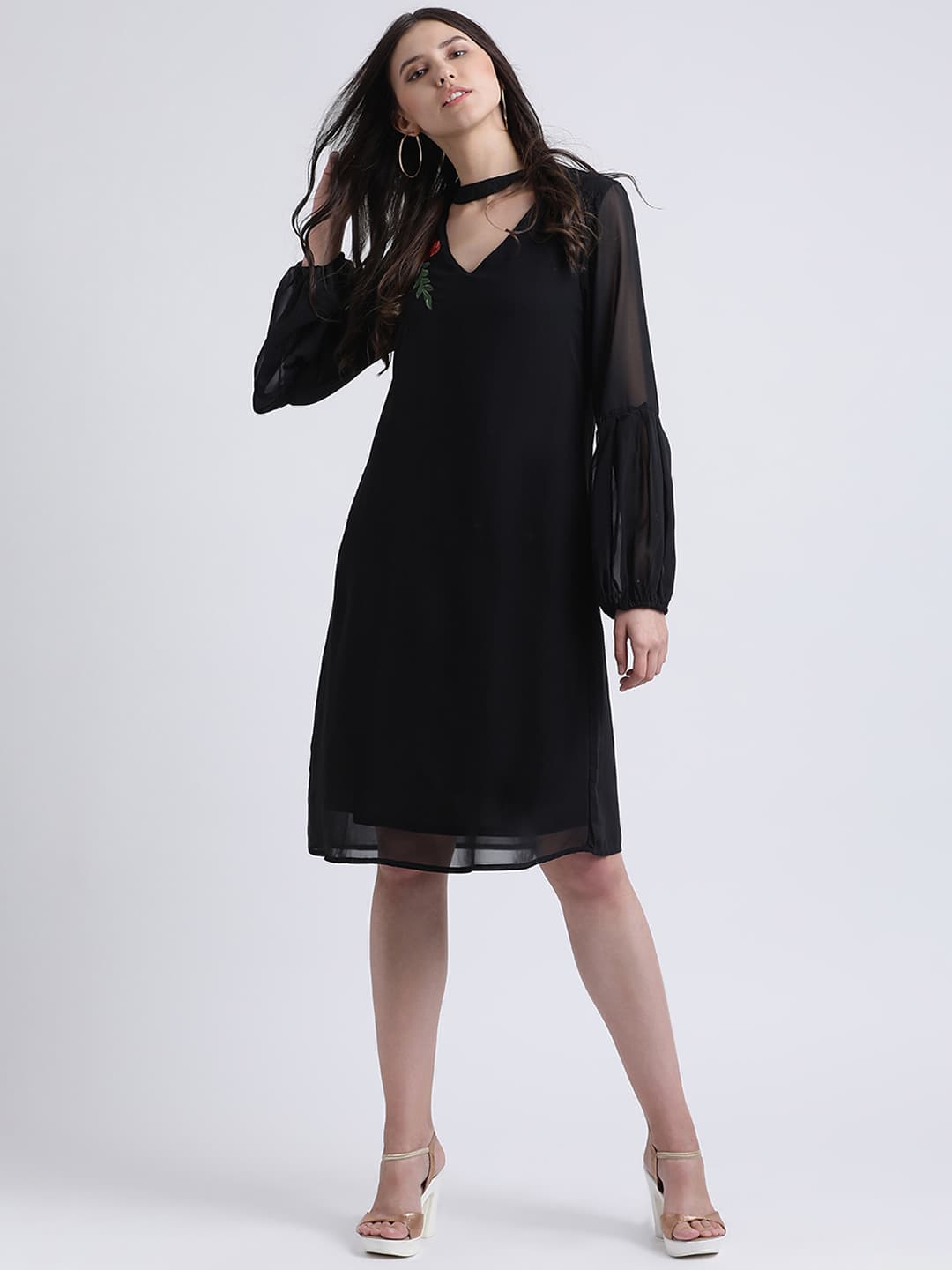Black Georgette Embroidered Dress