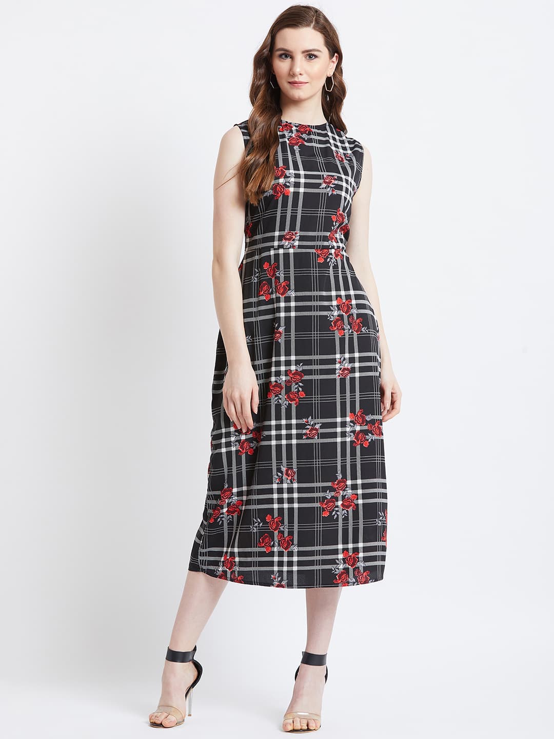 Floral Checked Shirt Dress