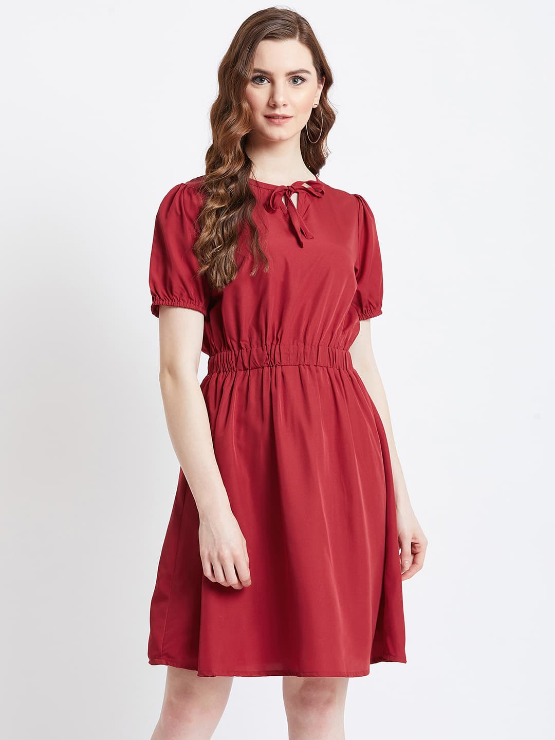 Blush Puff-Sleeve Dress
