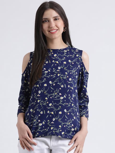 Black Printed Full Sleeve Top