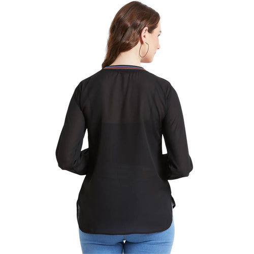 Black Georgette Full Sleeve Top