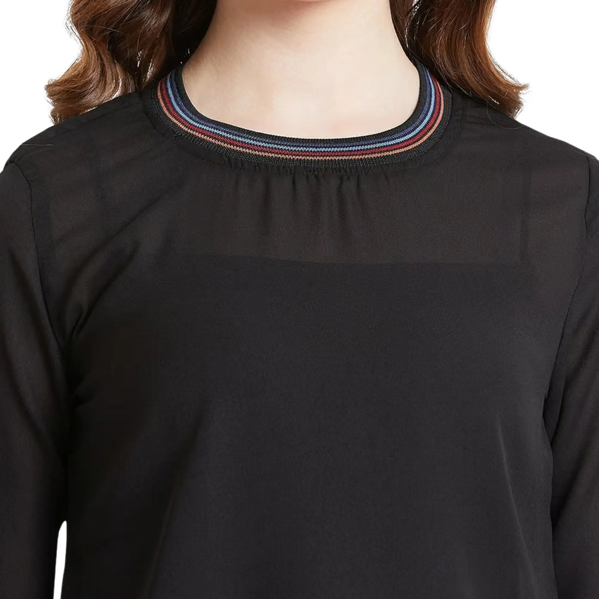 Black Georgette Full Sleeve Top