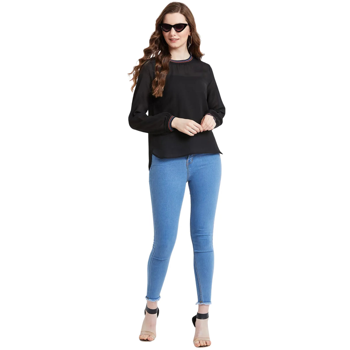 Black Georgette Full Sleeve Top